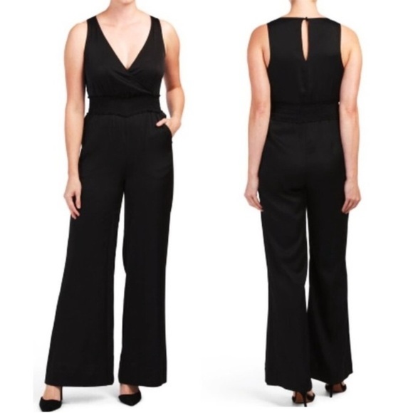 NWT RACHEL Rachel Roy Lexia Smocked-Waist Sleeveless Black Jumpsuit Size XXL - Picture 1 of 12
